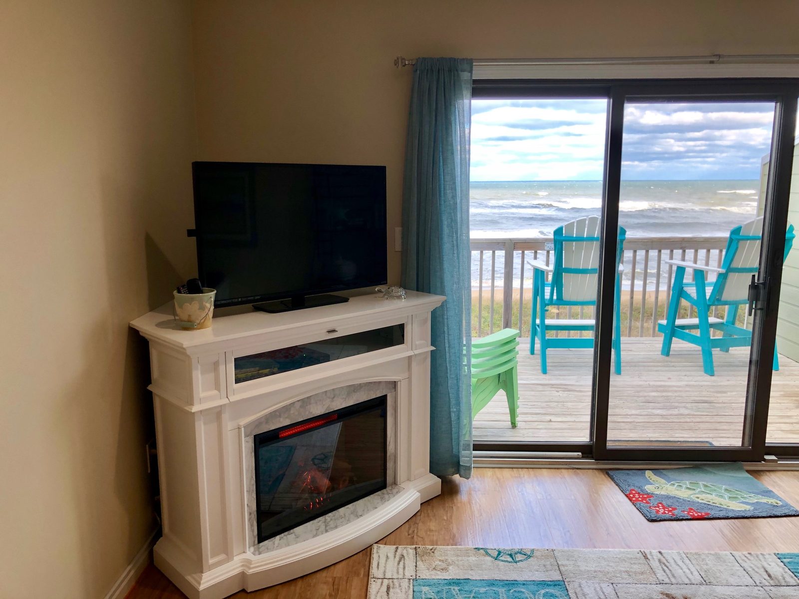 Living room with oceanfront view