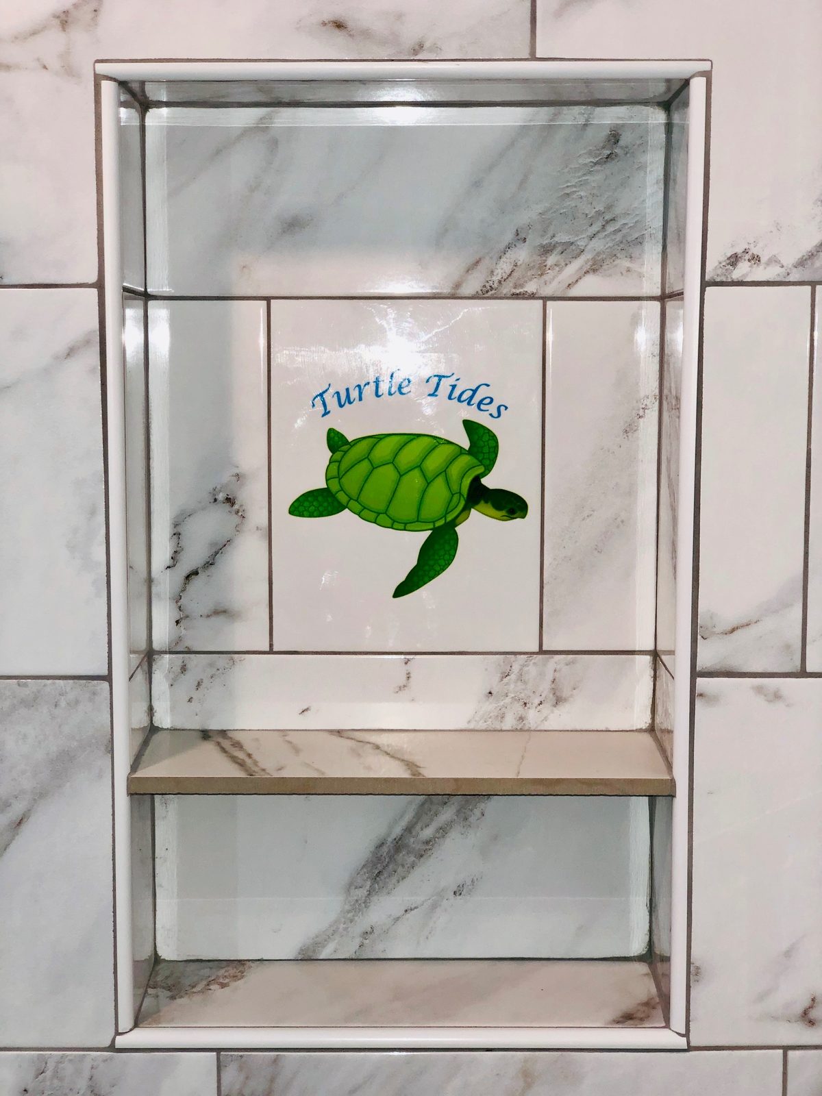 Custom Turtle Tides shower tile